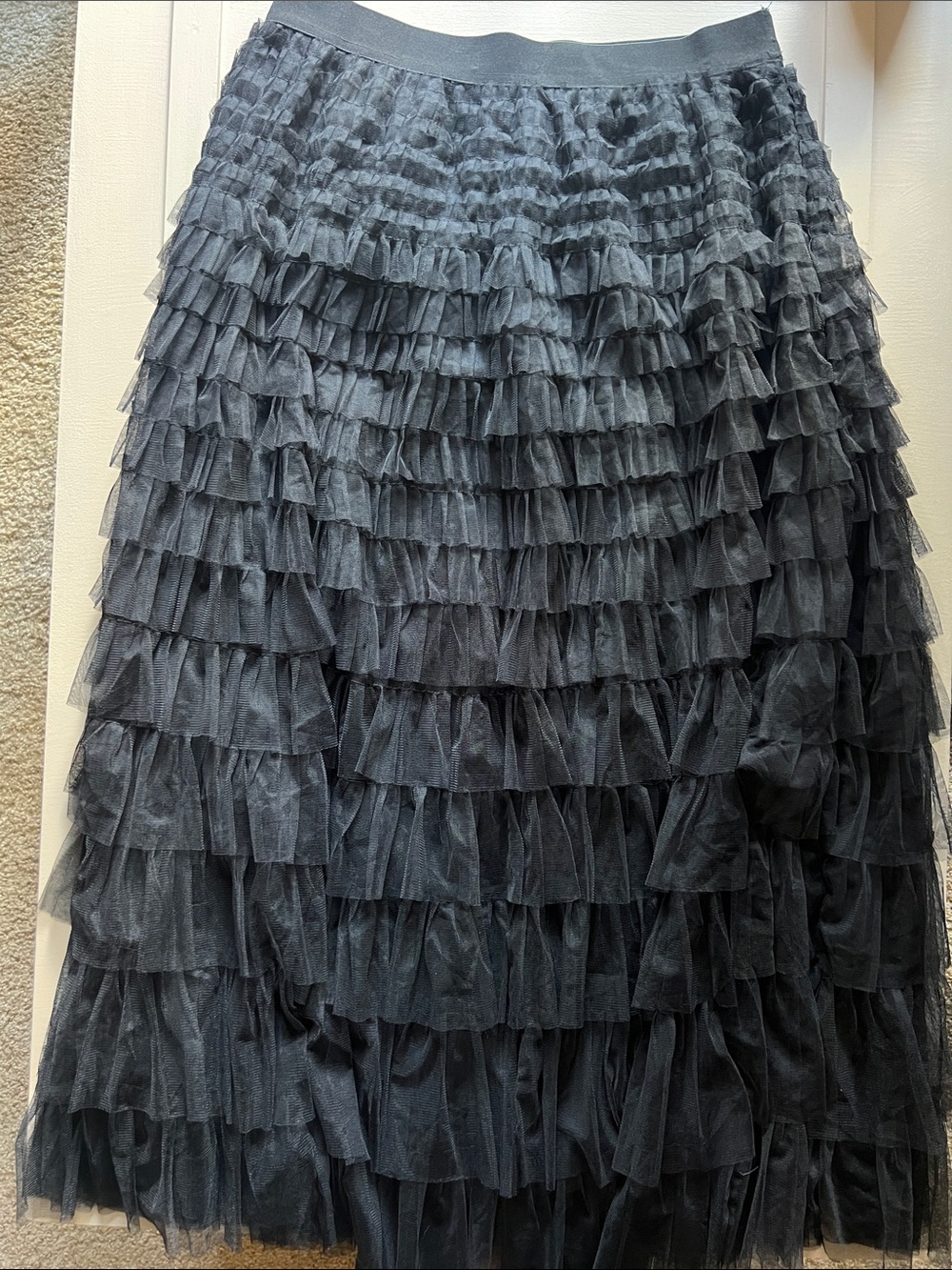 Studio West Black Layered Ruffle Maxi Skirt Fairycore, Whimsy-Goth